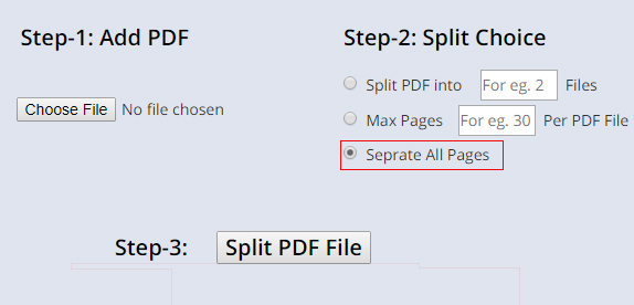 seperate all pages of pdf