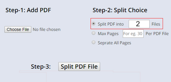 split pdf to 2 pages